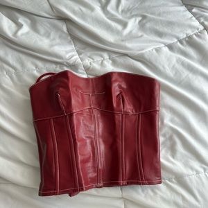 Edikted red faux leather corset top